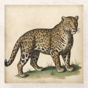 Medieval Strong Leopard Art Glass Coaster