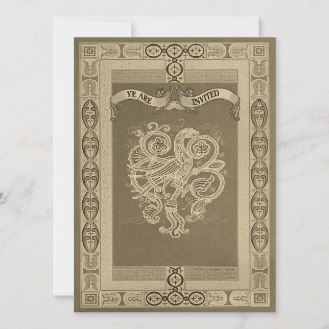 Medieval Style Celtic Patterns Wedding Invites (Front)