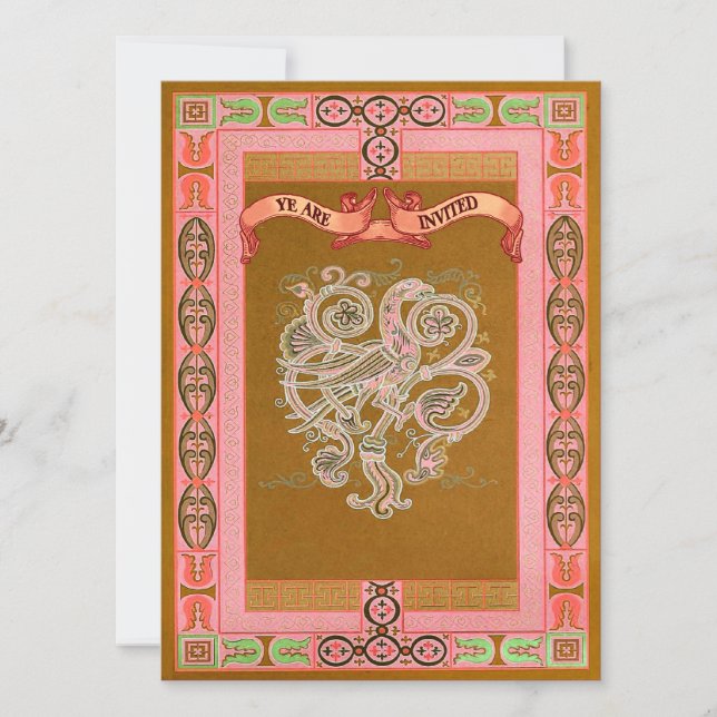 Medieval Style Celtic Patterns Wedding Invites (Front)