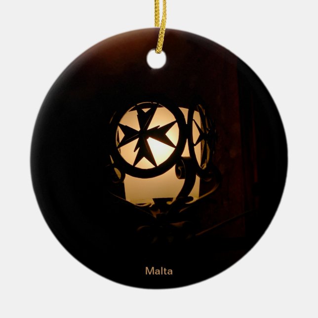 Medieval style lantern from Malta Ceramic Ornament (Front)