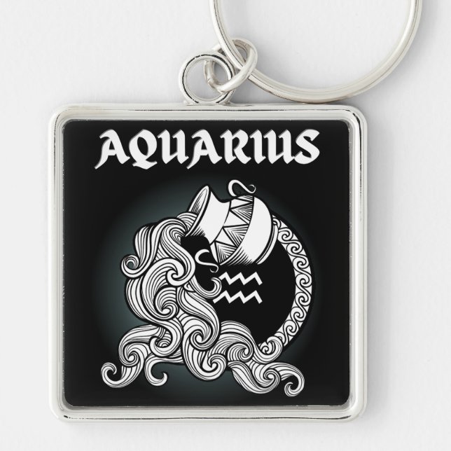 Medieval Style Zodiac Aquarius Keychain (Front)
