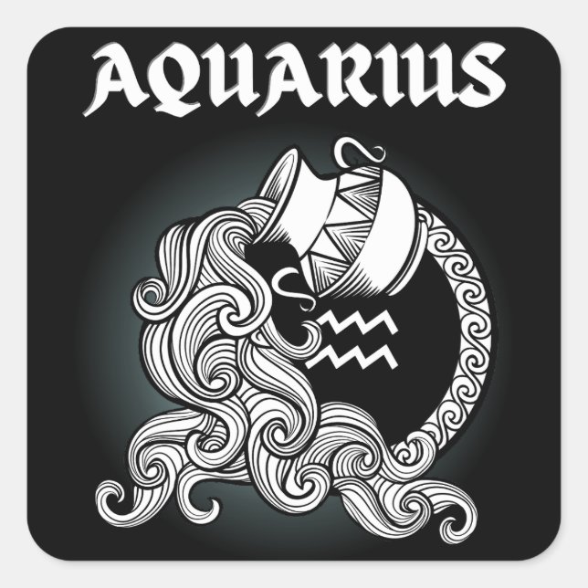Medieval Style Zodiac Aquarius Square Sticker (Front)
