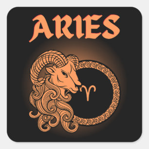 Medieval Style Zodiac Aries Square Sticker