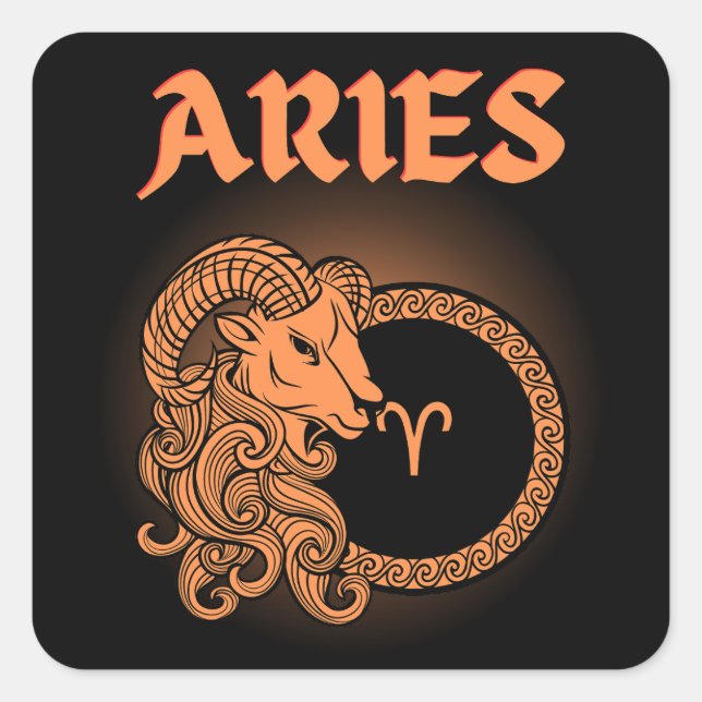 Medieval Style Zodiac Aries Square Sticker (Front)