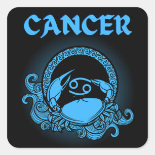 Medieval Style Zodiac Cancer Square Sticker