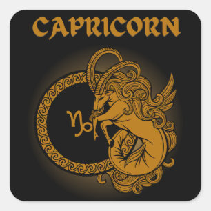Medieval Style Zodiac Capricorn Square Sticker