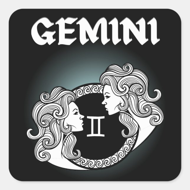 Medieval Style Zodiac Gemini Square Sticker (Front)