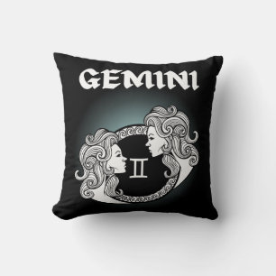 Medieval Style Zodiac Gemini Throw Pillow