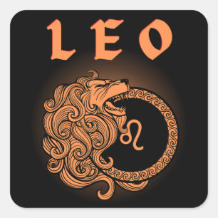 Medieval Style Zodiac Leo Square Sticker