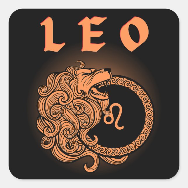 Medieval Style Zodiac Leo Square Sticker (Front)