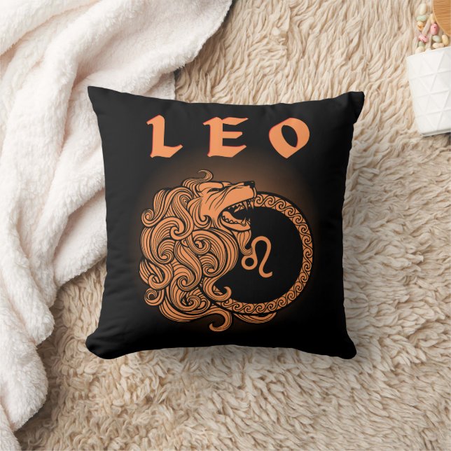 Medieval Style Zodiac Leo Throw Pillow (Blanket)