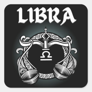 Medieval Style Zodiac Libra Square Sticker