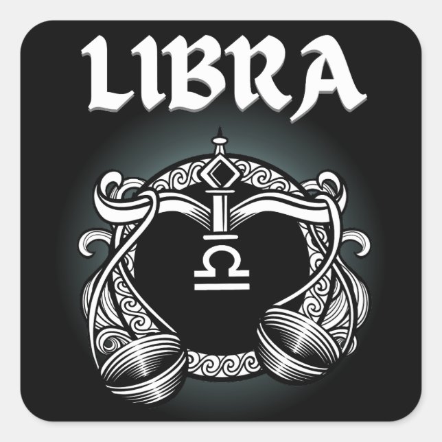 Medieval Style Zodiac Libra Square Sticker (Front)