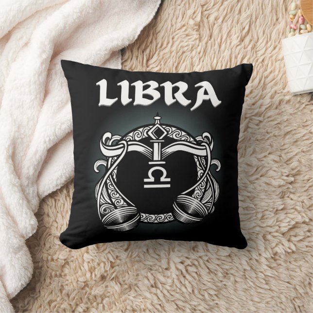 Medieval Style Zodiac Libra Throw Pillow (Blanket)