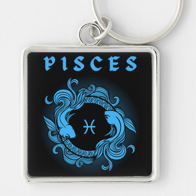 Medieval Style Zodiac Pisces Keychain (Front)
