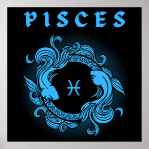 Medieval Style Zodiac Pisces Poster