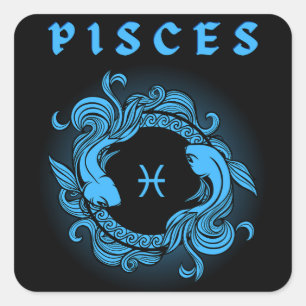 Medieval Style Zodiac Pisces Square Sticker