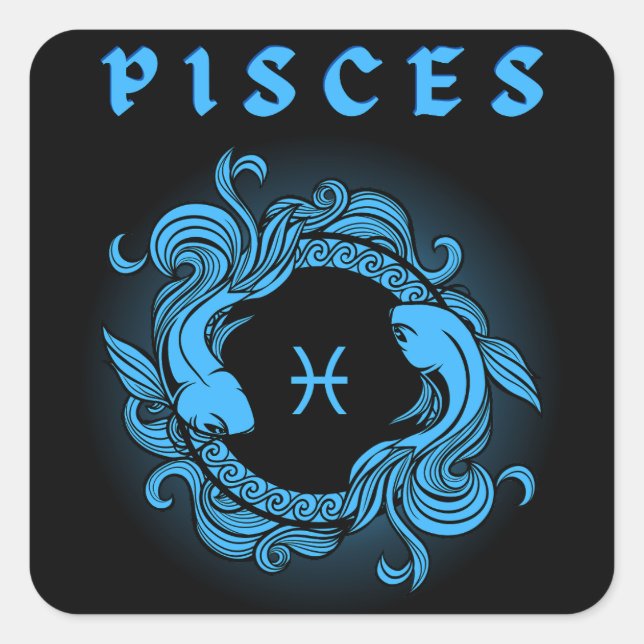 Medieval Style Zodiac Pisces Square Sticker (Front)