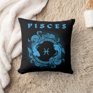 Medieval Style Zodiac Pisces Throw Pillow