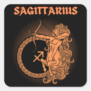 Medieval Style Zodiac Sagittarius Square Sticker