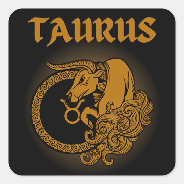 Medieval Style Zodiac Taurus Square Sticker (Front)