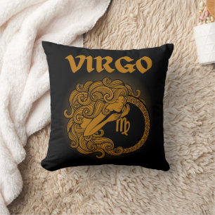 Medieval Style Zodiac Virgo Throw Pillow