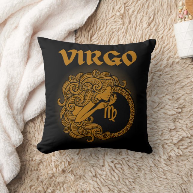 Medieval Style Zodiac Virgo Throw Pillow (Blanket)
