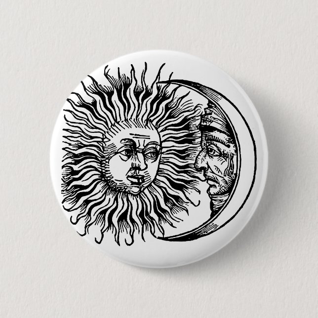 Medieval sun and moon 2 inch round button (Front)