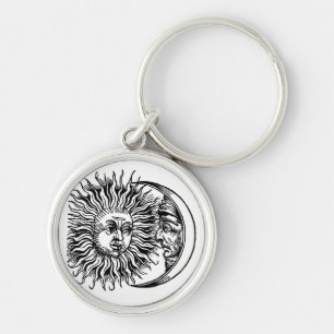 Medieval sun and moon keychain