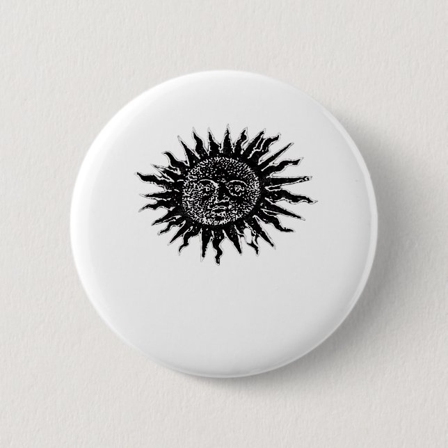 Medieval Sun Engraving - Whimsigoth Aesthetic - Wh 2 Inch Round Button (Front)