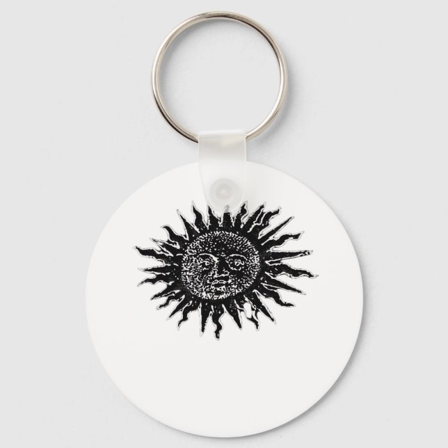 Medieval Sun Engraving - Whimsigoth Aesthetic - Wh Keychain (Front)
