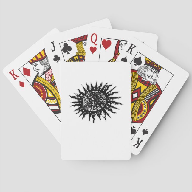 Medieval Sun Engraving - Whimsigoth Aesthetic - Wh Playing Cards (Back)