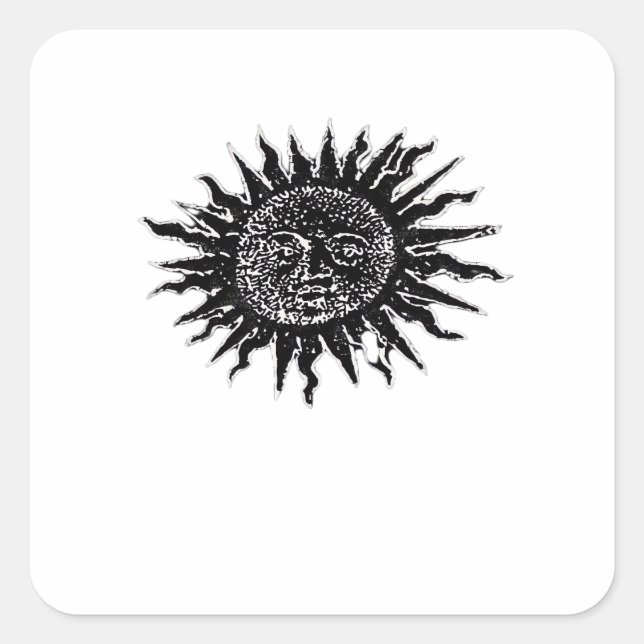 Medieval Sun Engraving - Whimsigoth Aesthetic - Wh Square Sticker (Front)