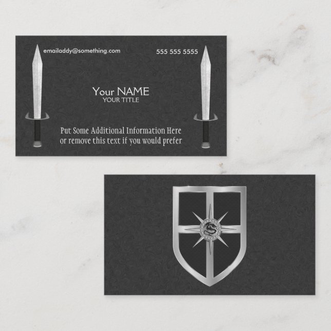 Medieval Sword and Shield Business Cards (Front/Back)