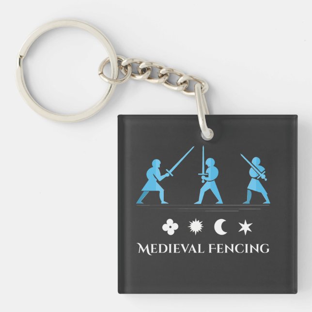 Medieval Sword Guards – Minimal Three Stances Keychain (Front)
