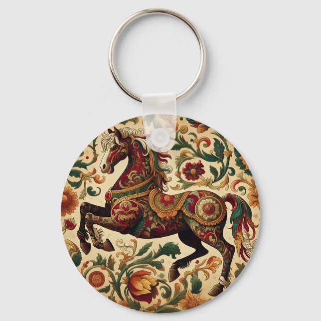 Medieval The Enchanted Steed in Bloom  Keychain (Front)