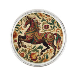 Medieval The Enchanted Steed in Bloom Lapel Pin