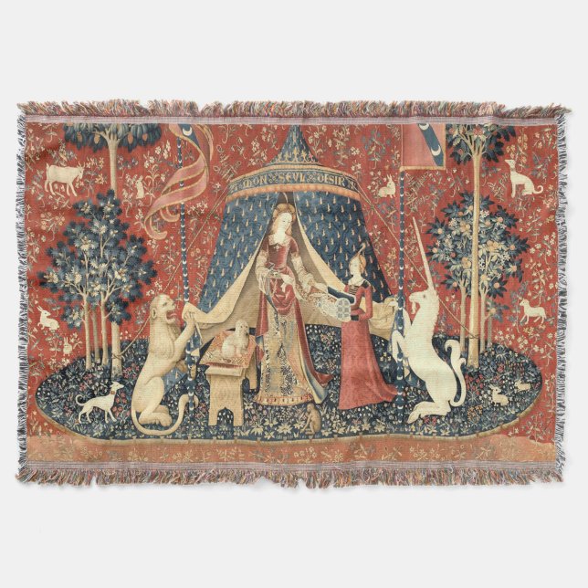 Medieval The Lady And The Unicorn (1484 - 1500) Throw Blanket (Front)