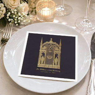 Medieval Themed Birthday Gothic Knight Black Gold Napkin