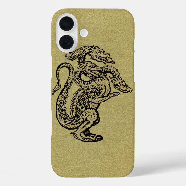 Medieval Three Headed Dragon Gold Case-Mate iPhone Case (Back)