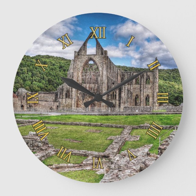 Medieval Tintern Abbey Monastery, Wales, UK Large Clock (Front)