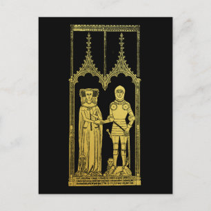 Medieval Tomb Brass Rubbing Knight, Lady and Child Postcard