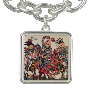 MEDIEVAL TOURNAMENT, FIGHTING KNIGHTS AND DAMSELS CHARM BRACELET