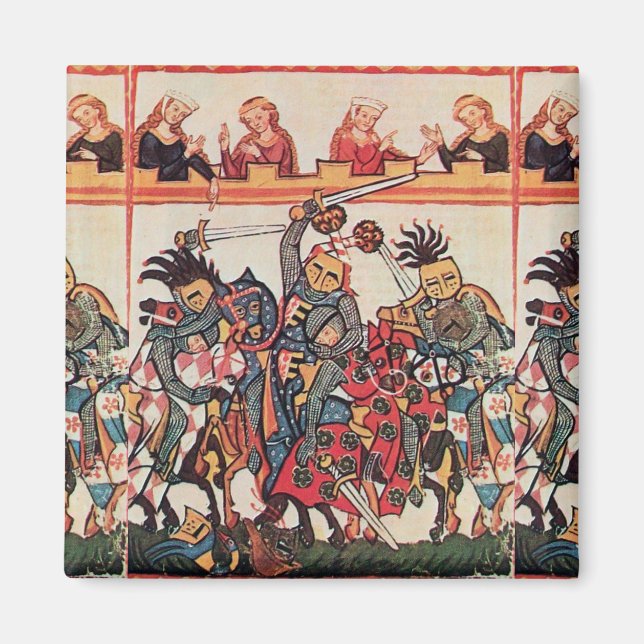 MEDIEVAL TOURNAMENT, FIGHTING KNIGHTS AND DAMSELS MAGNET (Front)