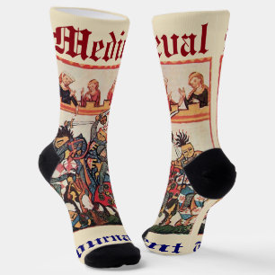 MEDIEVAL TOURNAMENT, FIGHTING KNIGHTS AND DAMSELS  SOCKS