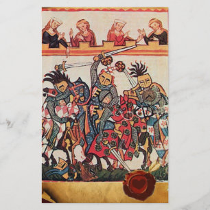 MEDIEVAL TOURNAMENT, FIGHTING KNIGHTS AND DAMSELS STATIONERY