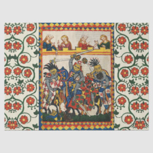 MEDIEVAL TOURNAMENT, FIGHTING KNIGHTS ,DAMSELS  TISSUE PAPER