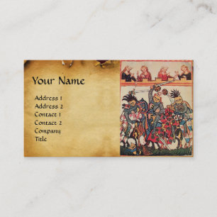 MEDIEVAL TOURNAMENT,FIGHTING KNIGHTS Parchment Business Card