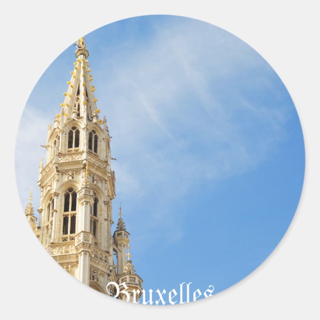 medieval Town Hall in Brussels Classic Round Sticker (Front)