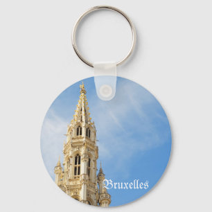 medieval Town Hall in Brussels Keychain